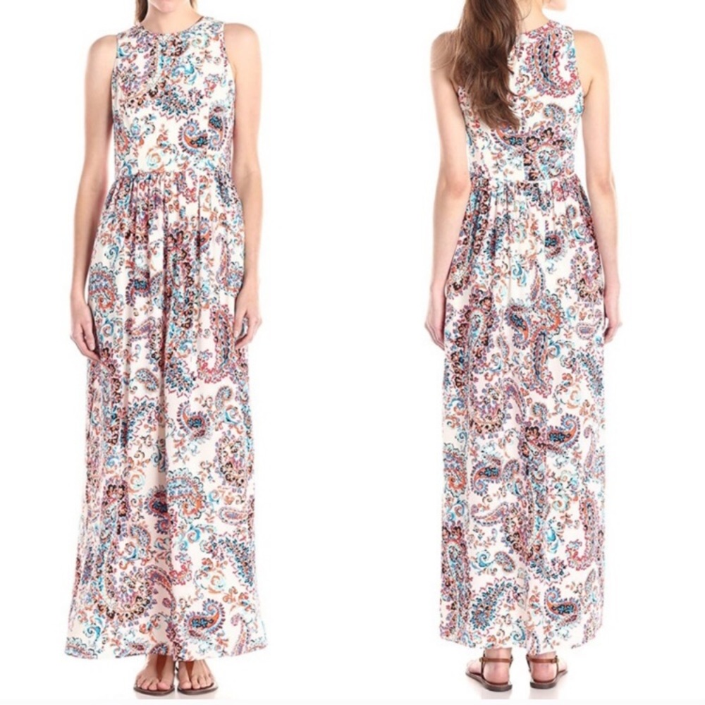 Shoshanna paisley colorful silk maxi dress